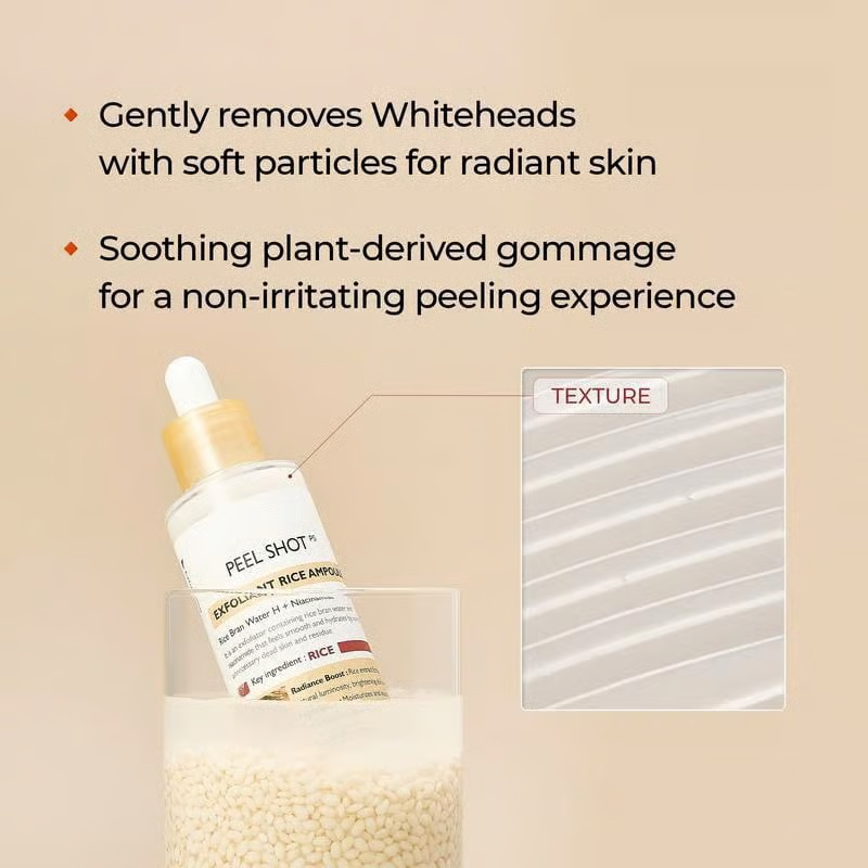 💥Peel Shot Glow Rice Ampoule Duo - Serums for Brightening, Exfoliating, and Moisturizing🌾